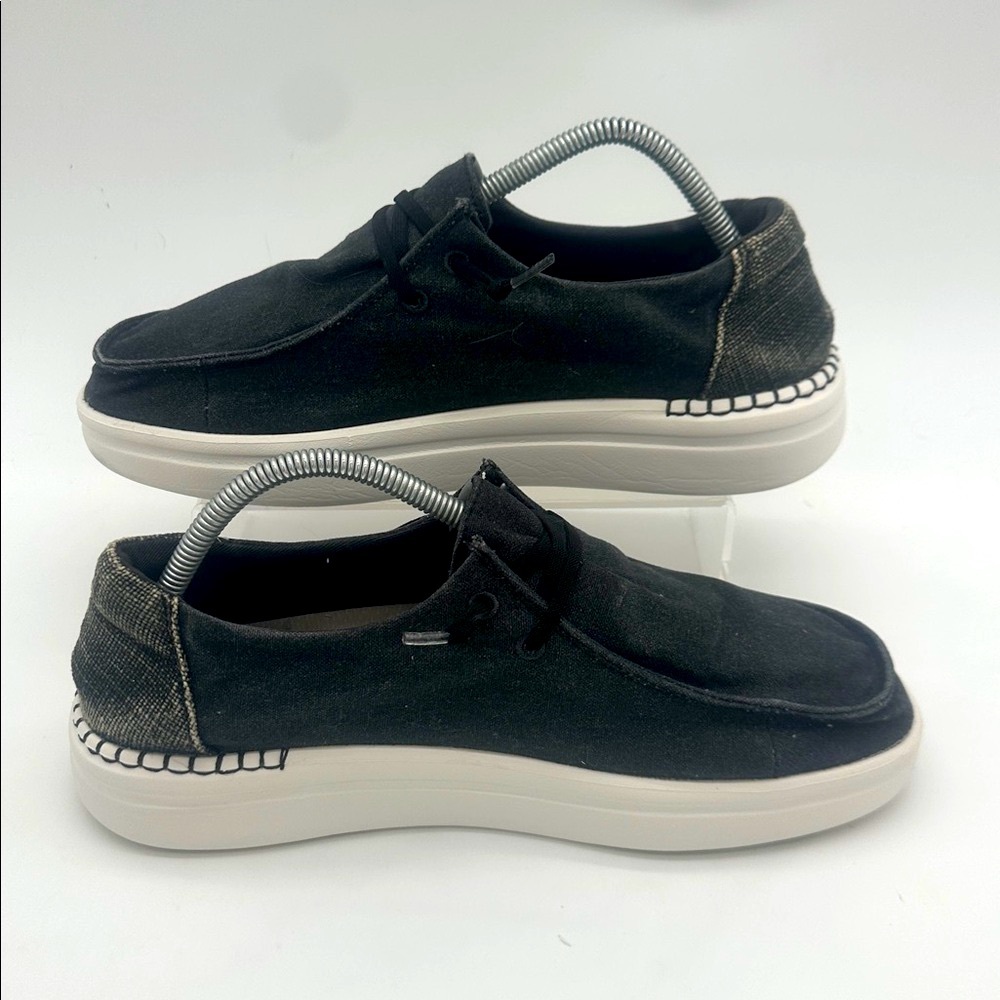 Hey Dude Wendy Off Black Chambray Denim Women's Shoes - US 10 - Picture 2 of 13